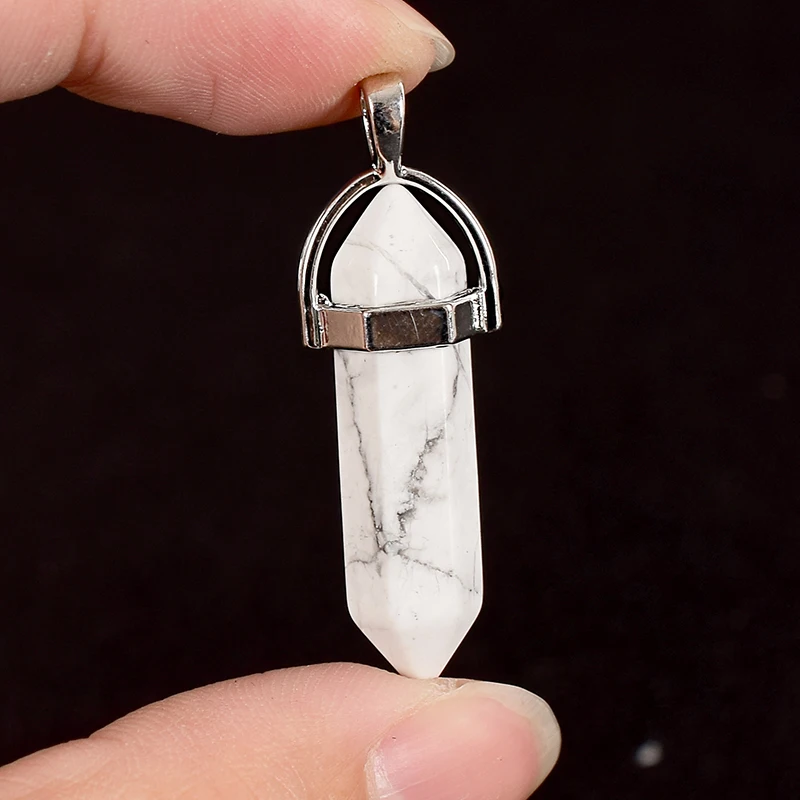 

30mm Tumbled Stone natural Hexagonal Column white howlite Healing Crystals Polished Stones And Mineral Reiki Pendulum home Decor