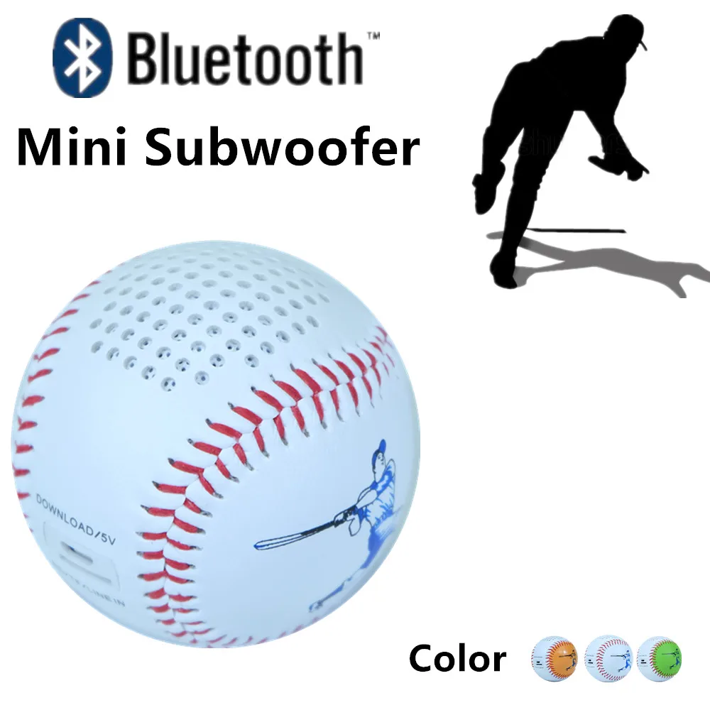 Colorful Baseball Bluetooth Speaker wireless or use Micro USB line in
