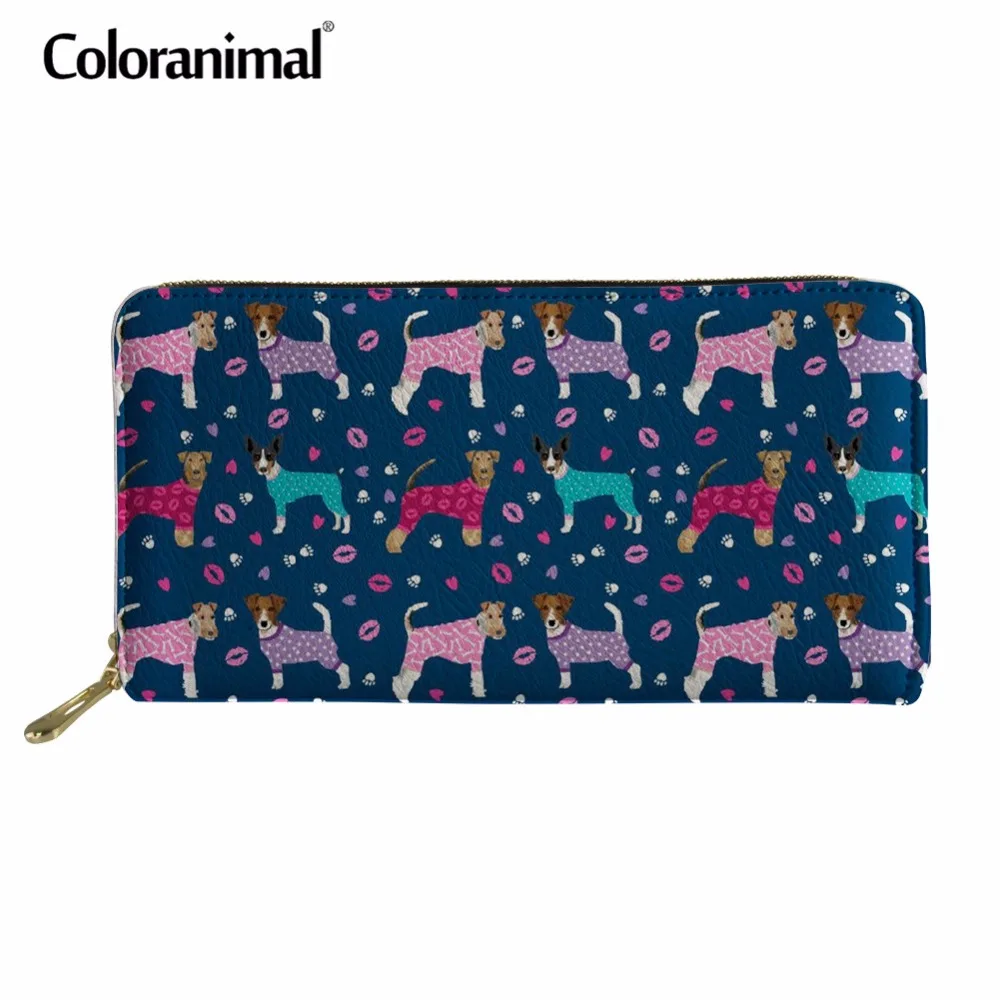 

Coloranimal Brand Design Women's Long Wallets 3D Funny Animal Fox Terrier Dog Print Card Holder Purse Multifunction Coin Money
