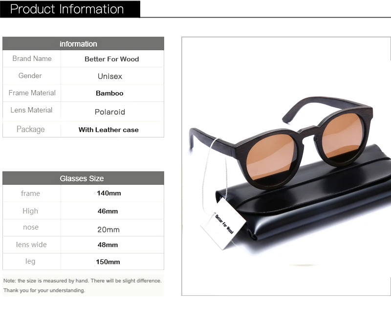 Круглые деревянные бамбуковые поляризованные солнцезащитные очки для мужчин и женщин, прозрачный кожаный чехол