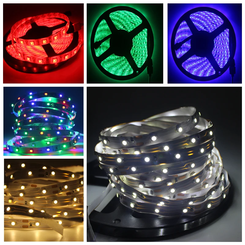 5M 300Leds Non-waterproof RGB Led Strip Light 3528 DC12V 60Leds/M Flexible Lighting String Ribbon Tape Lamp Home Decoration Lamp