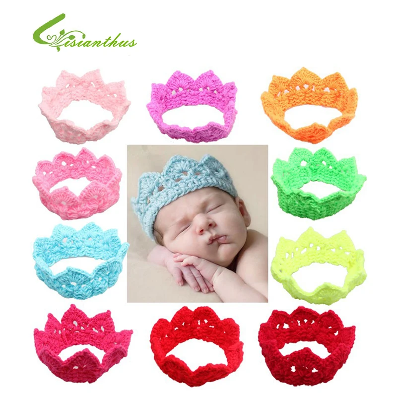 Стиль красивая принцесса оголовье Hairband Baby Вязание Корона фотографии шляпа Детские аксессуары для волос прямая