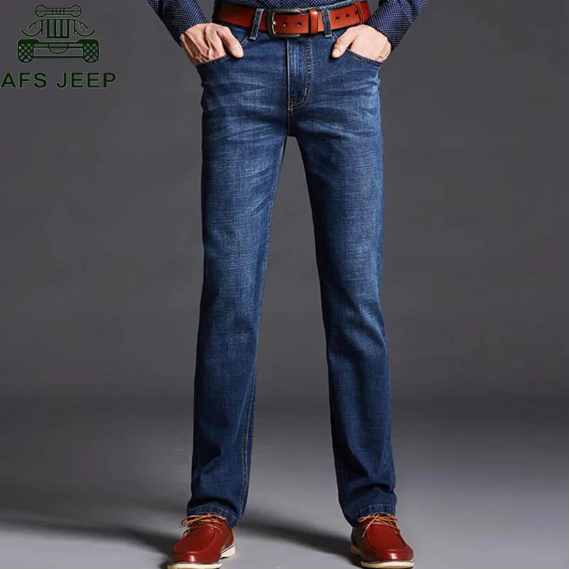 ФОТО AFS JEEP 2017 Men Jeans Straight Casual Fashion Skinny Jeans Men Big Size 28-40 Slim Fit Stretch Men's Trousers Jeans Homme