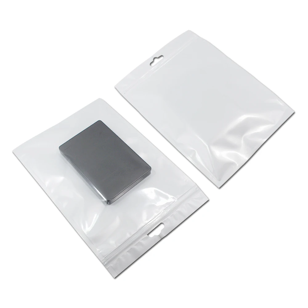 

Wholesale 18*26cm White/Clear Self Seal Zipper Plastic Packing OPP Poly Bag For Event Ziplock Zip Lock Bag Package W/ Hang Hole