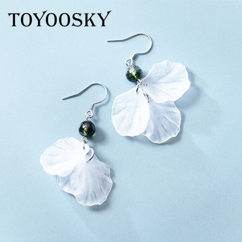 Летние Стильные длинные серьги TOYOOSKY с белыми лепестками и цветами Висячие для