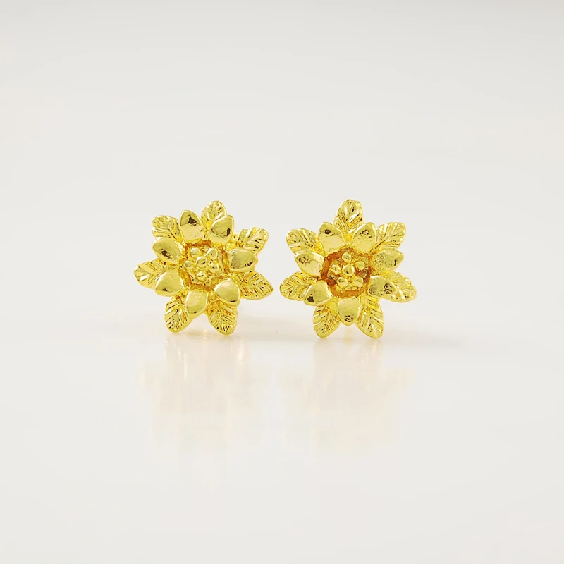 Beautiful Little Snow Pattern Yellow Flowers 24k Gold Cover Stud Beautiful Little Snow Pattern Yellow Flowers 24k Gold Cover Stud Earrings Great Gift For Women S Jewelry Free Shipping In From