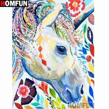

HOMFUN Diamond Painting Cross Stitch "Colored unicorn" Full Crystal Diamond Embroidery Needlework Craft Home Decor A14212