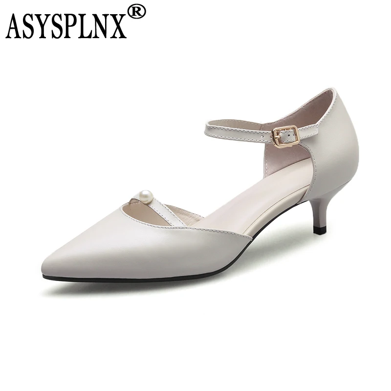 

ASYSPLNX brand 2018 spring fashionable leather sandals sharp drill chain high heel lady sandals D034