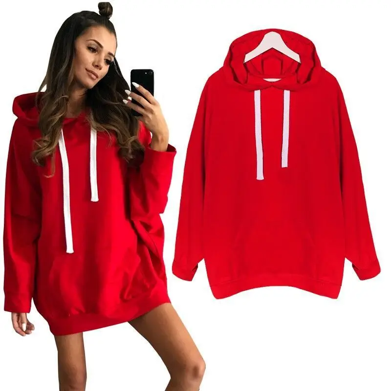 

Women Red Hoodies Sweatshirts Ladies Autumn Solid Pullovers Long Sleeve Sexy Winter Fall Clothing Sweat Shirts Hoodies