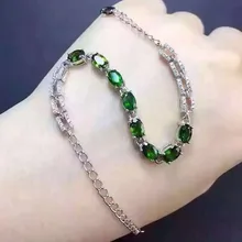 Природный диопсид браслет S925 серебро натуральный зеленый драгоценный браслет модные классические изящных ювелирных изделий для женщин партии