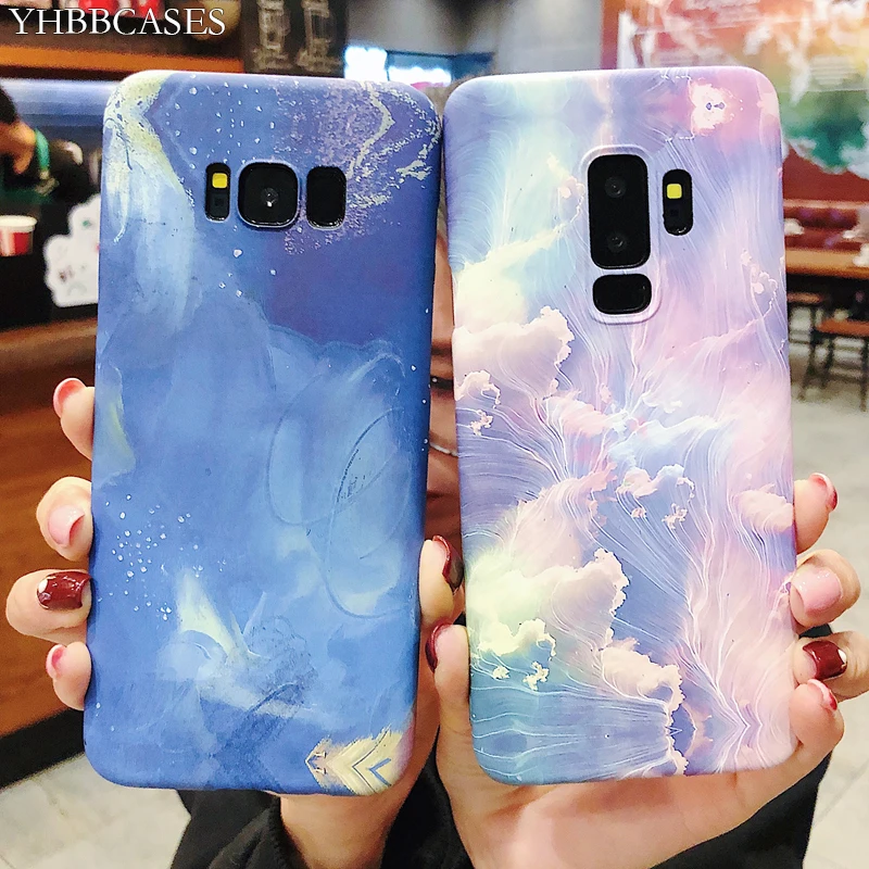 

YHBBCASES For Samsung S10 S8 S9 Plus Gradient Oil Painting Hard PC Cases For Samsung Note 10 8 9 Colorful Dreamy Sky Phone Cover
