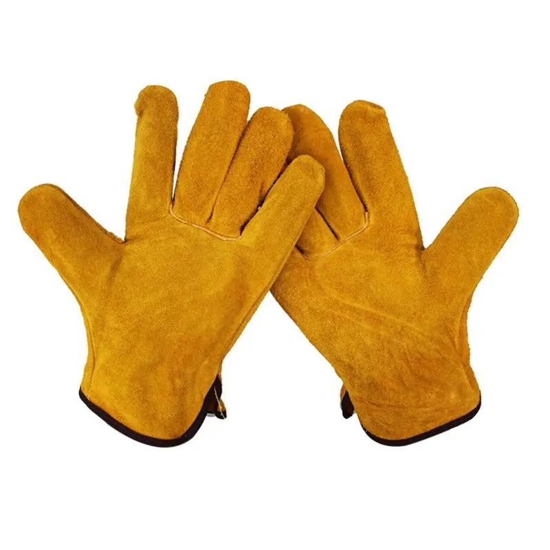 

High Qualtiy One Pair Fireproof Durable Cow Leather Welder Gloves Anti-Heat Work Welding Gloves Dropshipping