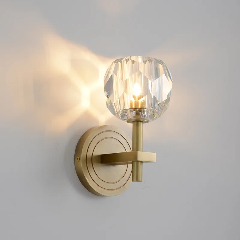  Modern copper crystal wall lamp living room bedroom bedside lamp Nordic luxury LED wall light - 33020912575