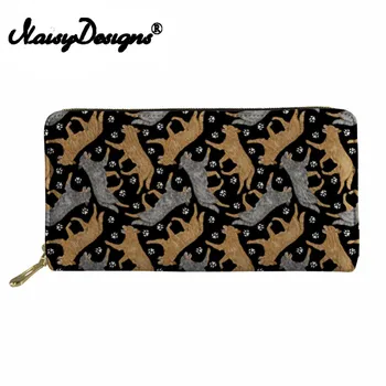 

Noisydesigns Women Pu Leather Australian Cattle Dog Florals Cream Print Ladies Fashion Coin Purse for Females Long Phone Wallet