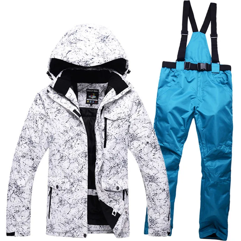 Зимний профессиональный лыжный костюм для мужчин и женщин, ветрозащитная водонепроницаемая куртка для альпинизма+ теплые лыжные штаны, большой размер, S-XXXL