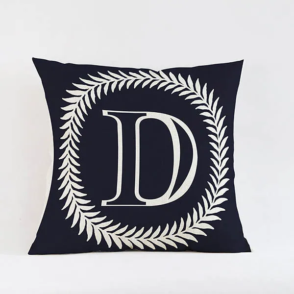 Alphabet Cushion Cover 26 Letters A-Z Cotton Linen Baby Room Decorative Pillows Case Nordic Office Chair Seat Pillow Covers - Цвет: D