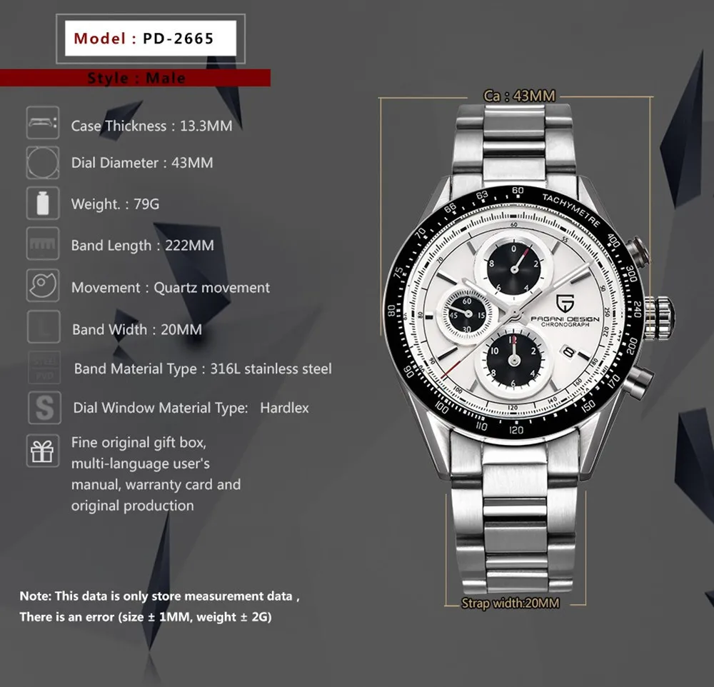 PAGANI Дизайн Роскошные наручные часы из нержавеющей стали бизнес часы военные спортивные часы мужские многофункциональные часы Reloj Hombre