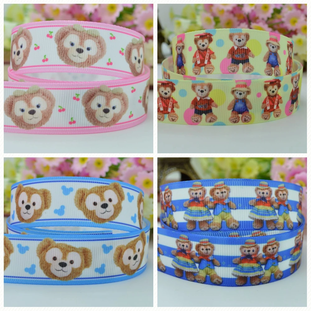 DUWES 7/8 "22 мм 2 5 10 20 50 ярдов Duff медведь мультфильм печатных grosgrain ленты волос лук DIY