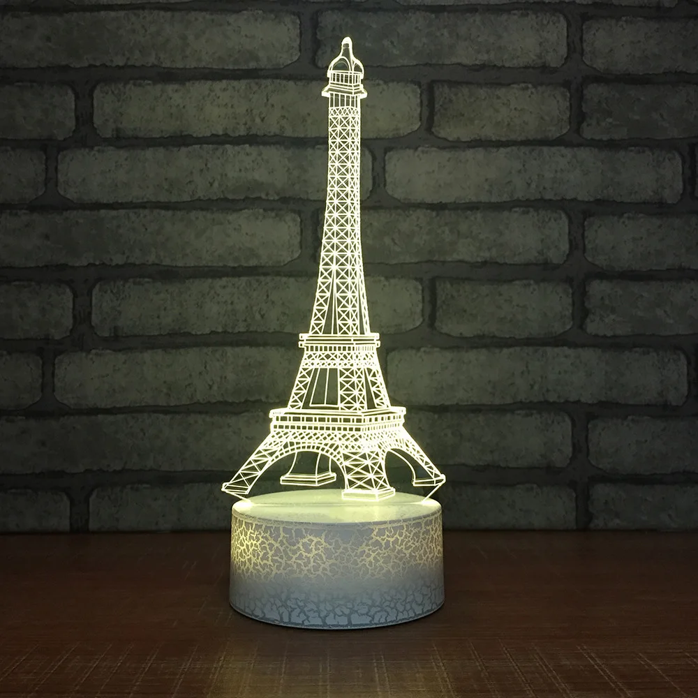 

3D Led 7 Color Changeable Decor Gifts Beautiful Building Tower Modelling Night Light Light Fixtures Kid Bedroom Sleep Table Lamp