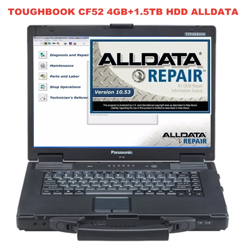 

Toughbook CF52 4GB Laptop 1.5TB HDD WIN7 system 24in1 Auto Repair Alldata Software V10.53+mitchell on demand 5 ready to use