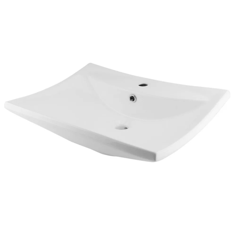 

Newest Elegant Design Home Bathroom Kitchen Decoration Ceramic Wash Basin Rectangular Hand Washbasin 8074 White