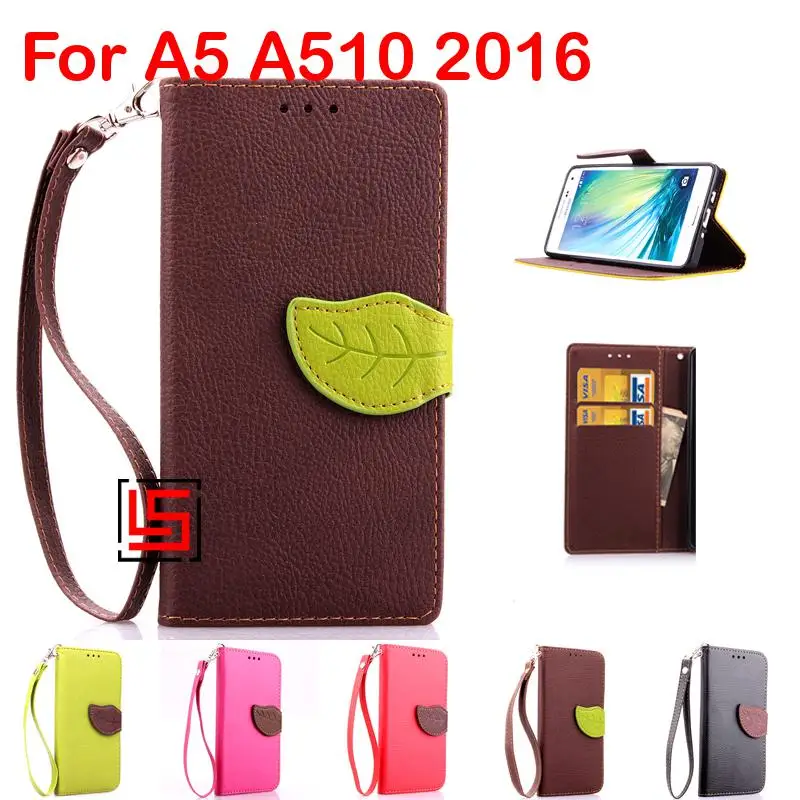 

Leaf Clasp Buckle PU Leather Flip Filp Wallet Wallt Stand Phone Case Cover For Samsung Galaxy A5 A510 2016 A 510F A 5 A 510