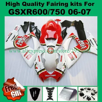 

9gifts Fairing kit for SUZUKI K6 K7 GSXR600 GSXR750 06 07 #680P GSX-R600 GSX-R750 2006 2007 red white fairings GSXR 600 750