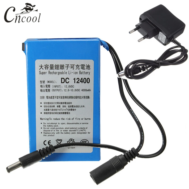 

Cncool DC1240 12V 4000MAH Rechargeable Portable Lithium-ion Battery DC 12V 4000mAh DC12400 With US/EU Plug Drop shipping