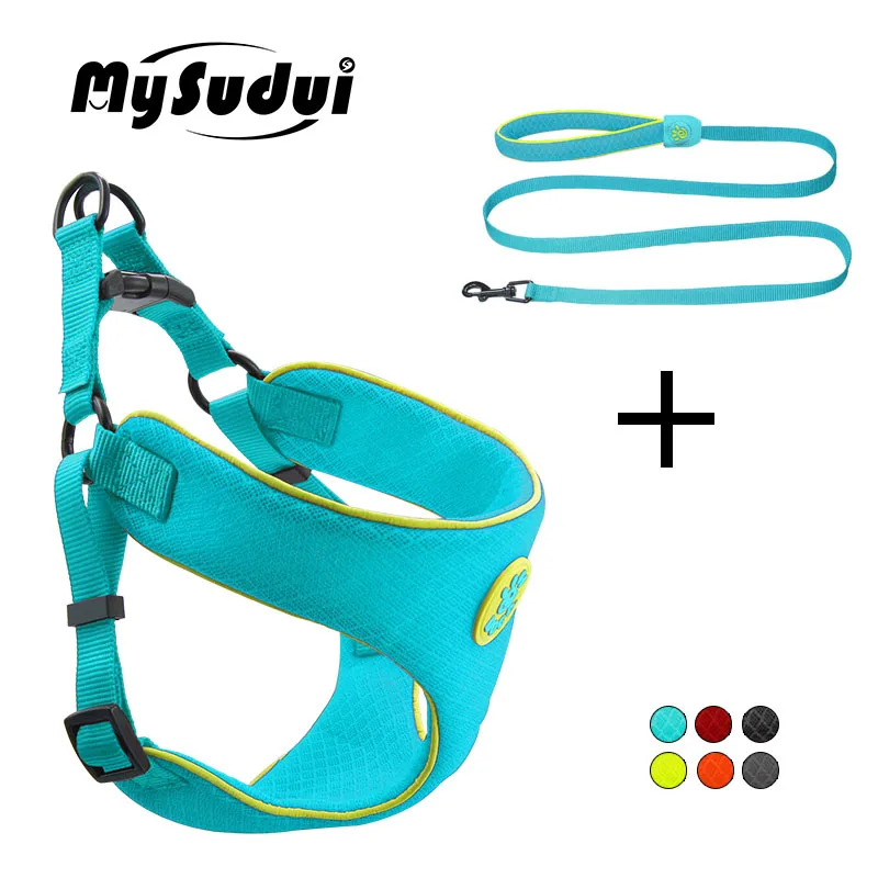 

Breathable Mesh Dog Harness Leash Set Reflective Soft Dog Cat Pet Harness Leash Set Nylon Pet Harness For Small Medium Dogs