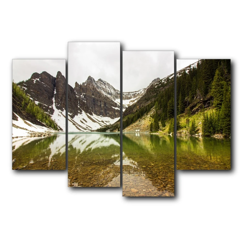 

Winter Snow Natural Landscap 4 Panel Posters and Prints Wall Art Picture HD Canvas Painting For Kitchen Living Room Home Decor