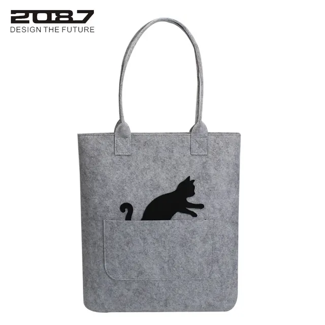87 Nouveau Arrivent Femmes Sacs A Bandouliere De Haute Qualite En Feutre Sac A Main Marque Conception Magasin Fourre Tout Sacs Mignon Chat Grand Sac Elegant Pour Les Femmes Aliexpress