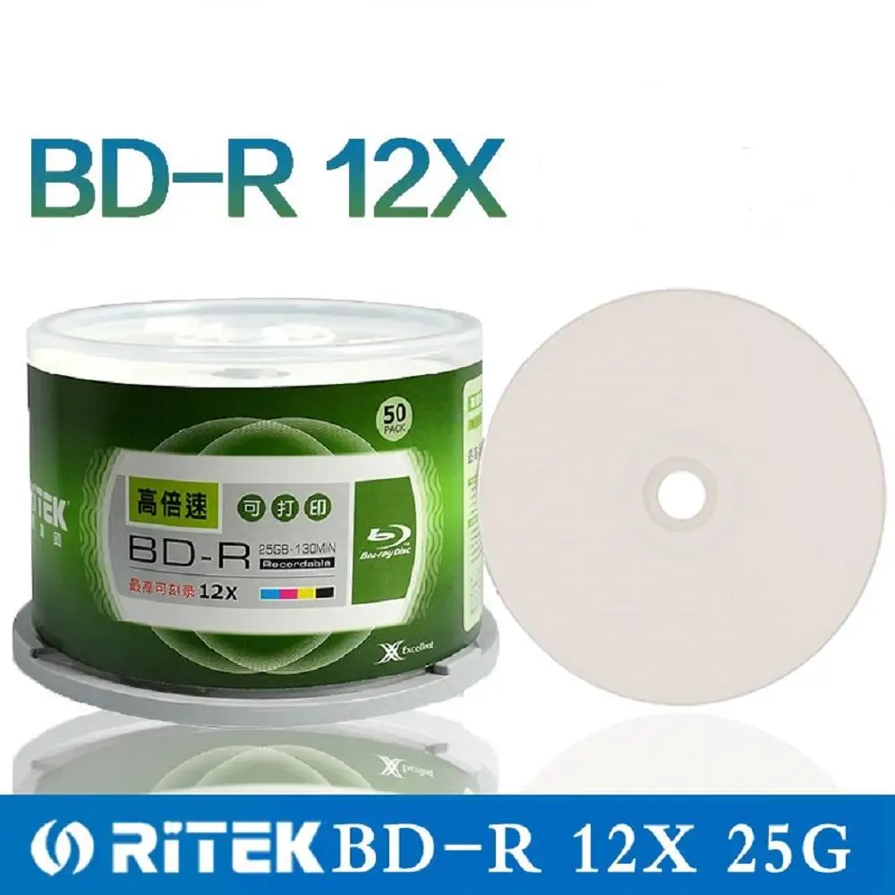 Карта памяти Ritek 50 шт. 25 Гб BD R 2 12X скорость A + класс печати Blu ray Blank|blu blank|blank blu discsblu
