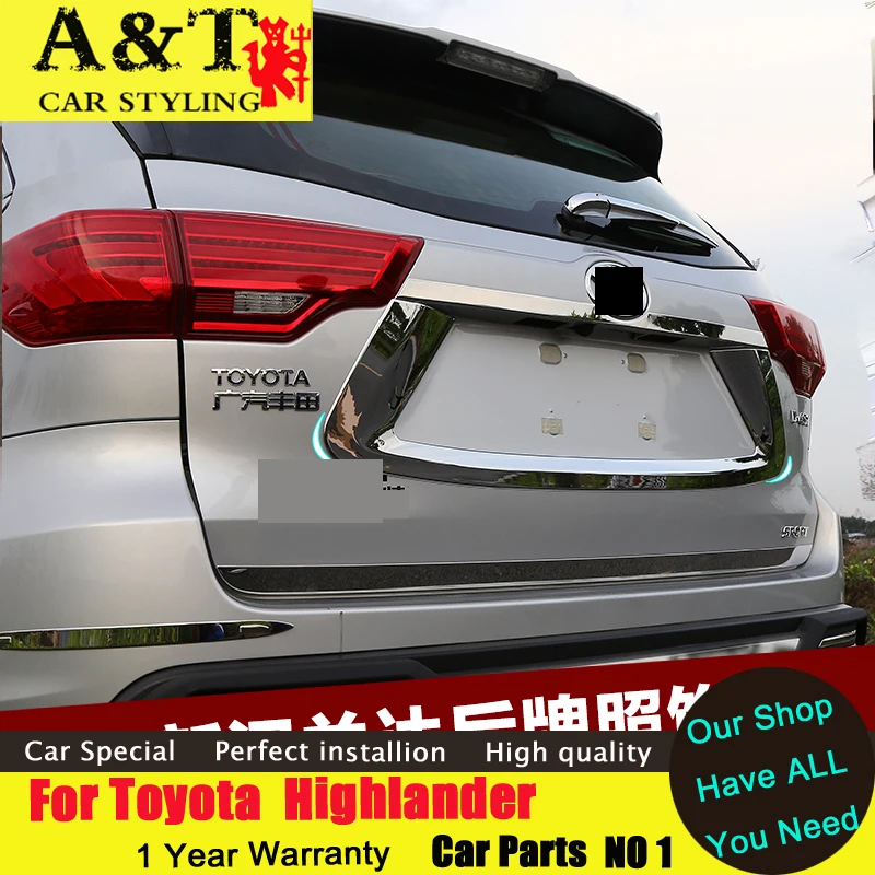 

AUTO PRO car styling For Toyota Highlander trunk chrome stickers 2015 2016 Highlander dedicated trunk trim chromium styling moul
