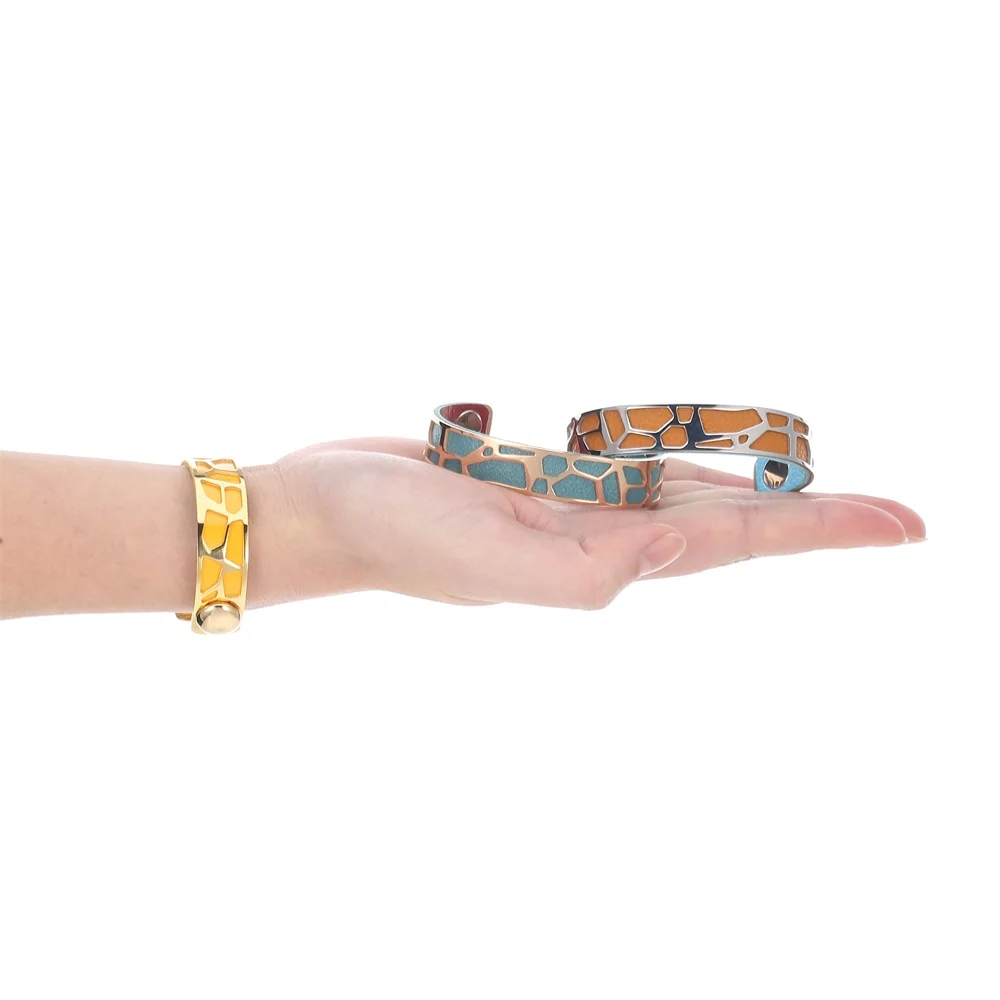 Giraffe Bracelet Rose Gold Leather Band Cuff Jewelry For Women