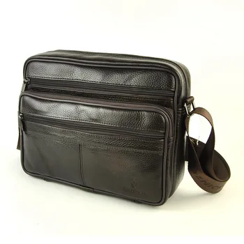 

Men Genuine Leather Classic Bag Vintage Messenger Shoulder Bags Corss Body Satchel Retro Militi Zip Compartment Practical Casual