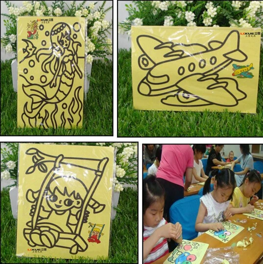 

10PCS/LOT 12X16CM Children Kids Drawing Toys Sand Painting Pictures Kid DIY Crafts Education Toy Pattern Random