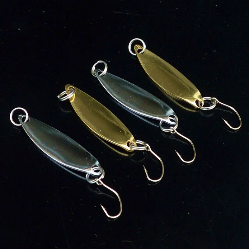 

Fishing Lures Salix Leaf Spoon 2g Single Hook Chub Bar Fish High Brightness Gold Silver Lot 4 Pieces