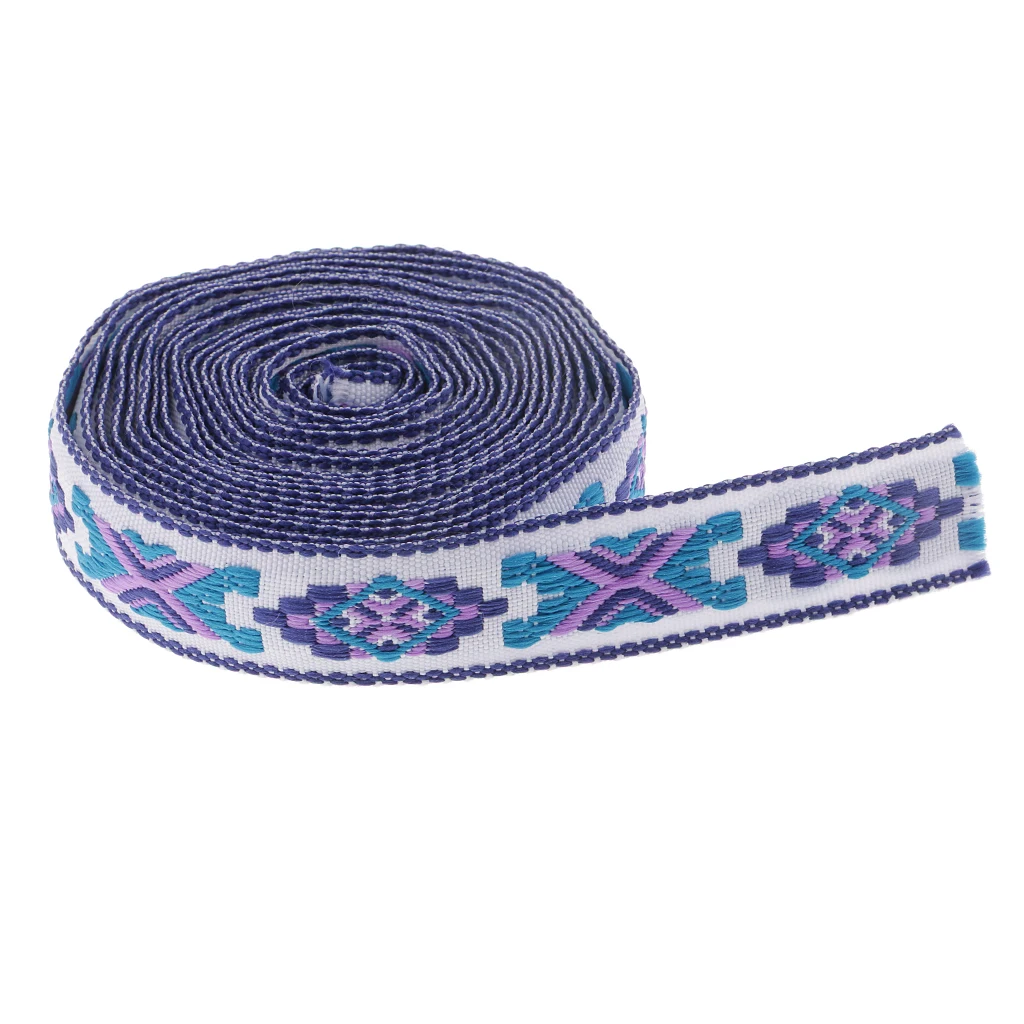 New Hot DIY 3yards 20mm Ethnic Style Jacquard Edging Trimmings Fabric Embroidered Applique Sewing Curtain Embellishment Bag