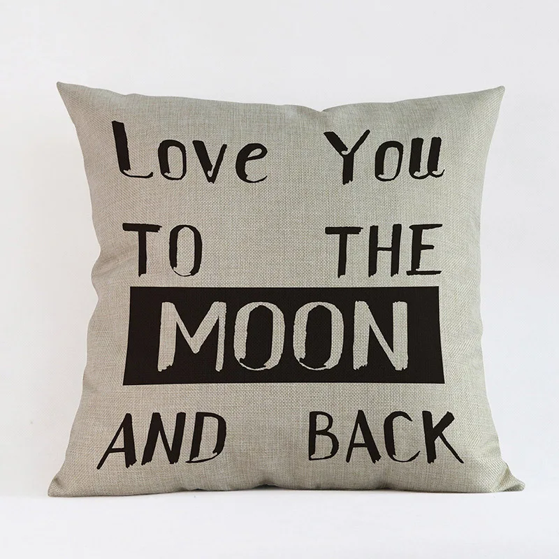 Романтические буквы I Love You To The Moon And Back чехол для подушки домашняя Автомобильная декоративная подушка для дивана чехол для влюбленных милый подарок