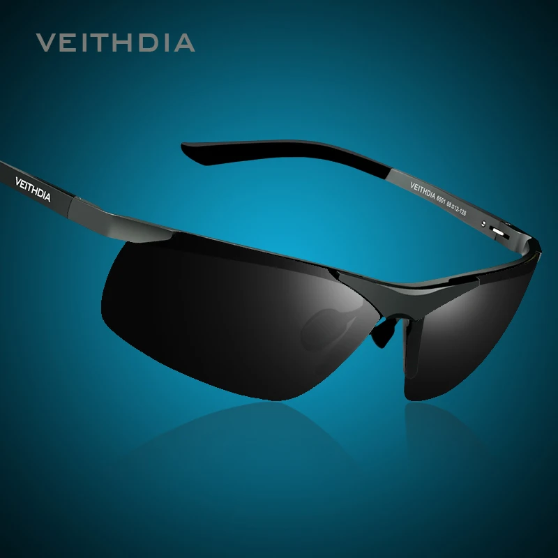Мужские солнцезащитные очки без оправы VEITHDIA прямоугольные зеркальные с