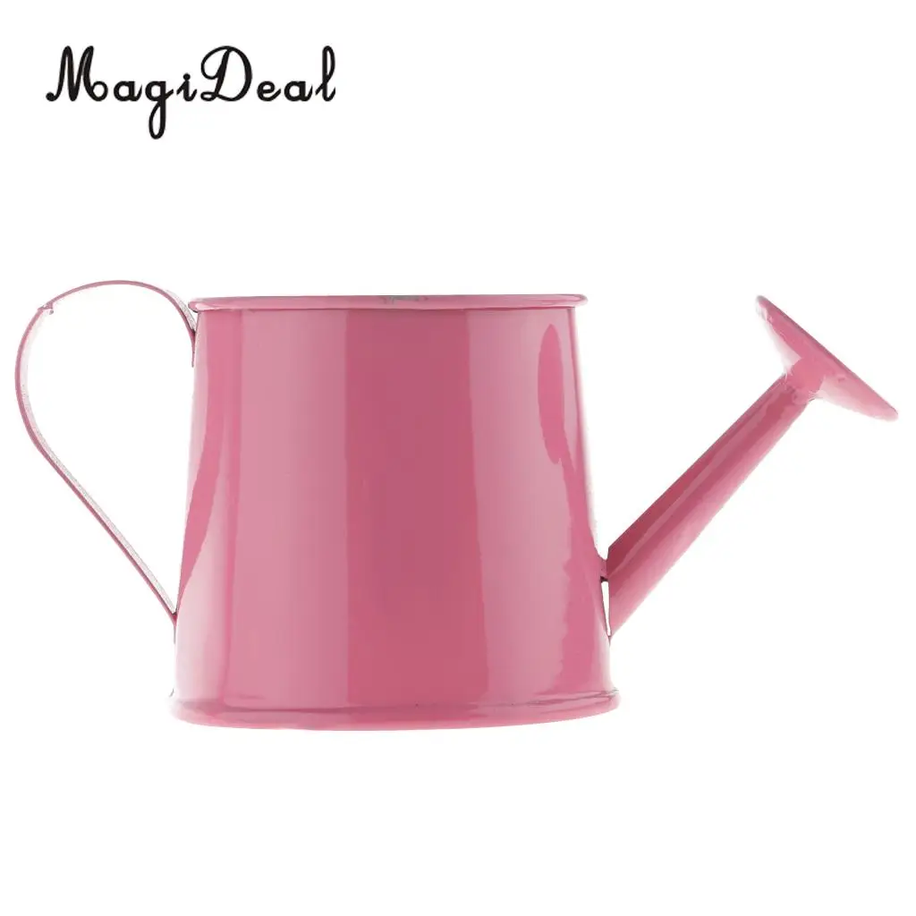 Pastoral Style Colorful Tin Flower Pot Mini Bonsai Watering Can Pot Succulent Plants Vase Decor