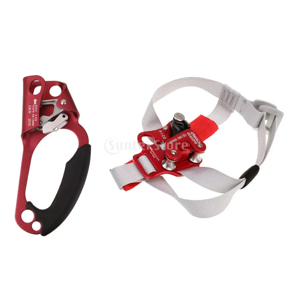 

Rock Climbing Tree Arborist Right Foot with Right Hand Ascender Riser Rope Clamp Fall Protection Equipment Gear for 8-13mm Rope