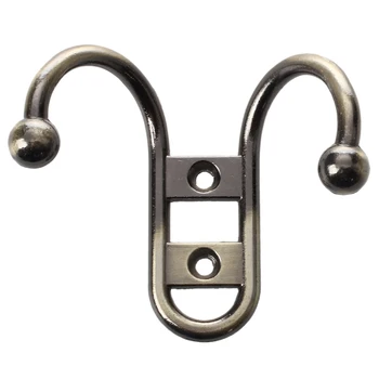 

Vintage Metal Wall Mount Hanger w/ 2 Hooks Bronze