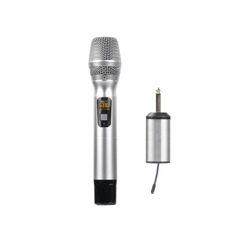 UHF Беспроводная микрофонная система ручной светодиодный микрофон UHF динамик с портативным usb-приемником для KTV DJ речевой усилитель записи - Цвет: Silver