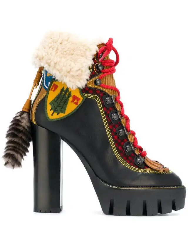 

Women Black Genuine Leather Ankle Boots Winter Snow Boots High Heels Botines Mujer Shoes Woman Lace Up Platform Bottine Femme