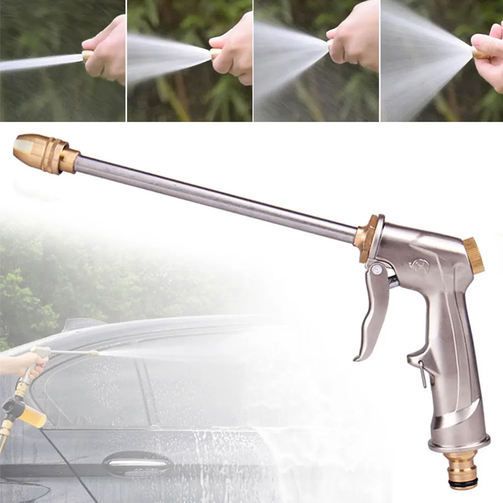 

Metal Plating Durable Aluminum Alloy Garden Tool Jet Long Nozzle High Pressure Spray Multi-function Powerful Watering Water Gun