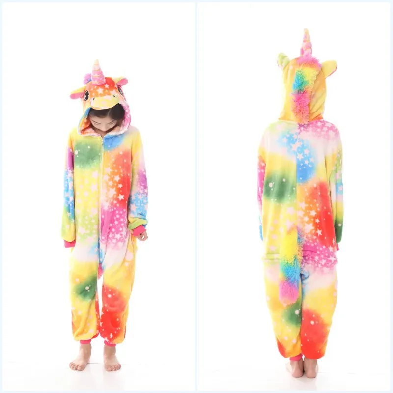 Новинка года; Пижама; комбинезон для детей; костюм единорога для мальчиков и девочек; фланелевая Детская Пижама; зимняя одежда для сна - Цвет: Color star unicorn