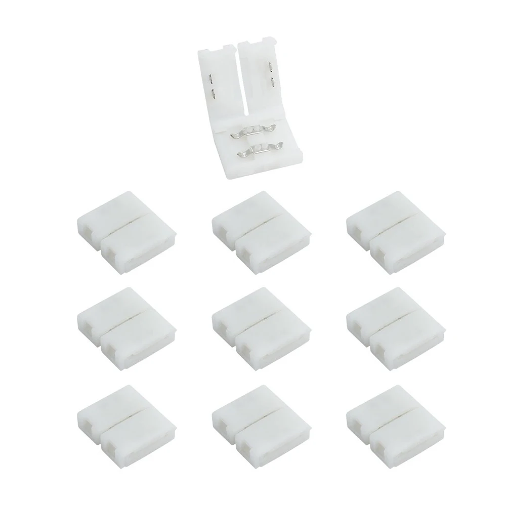 

2Pin LED Strip Connector 10mm L/T/X Shape Gapless Solderless Connector for SMD5050/5630/5730 Single Color LED Strip Light 10pcs