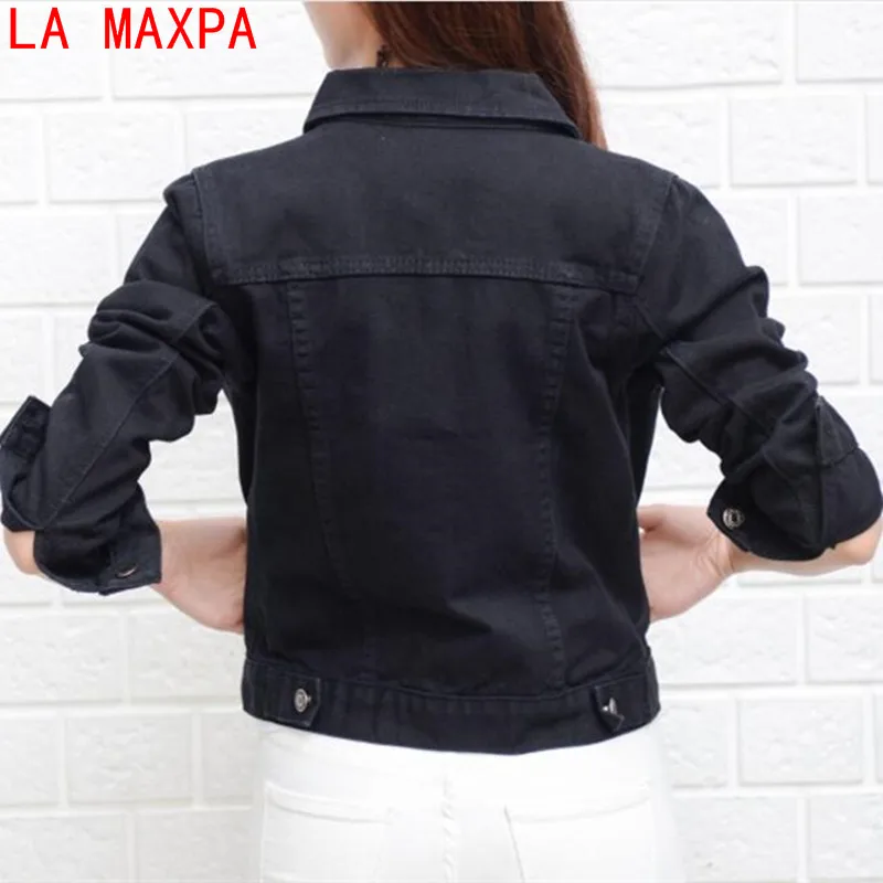 New 2018 Autumn Winter Women's Denim Jackets Vintage Casual White Black Coat Female Short Slim Jean Jacket Women Basic Coat