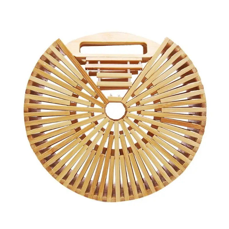 

Bamboo Bag Round Wooden Handbag 2019 Woven Hollow Out Bohemian Luxury Handbags Women Bags Designer Women Mini Shoulder Tote Z70